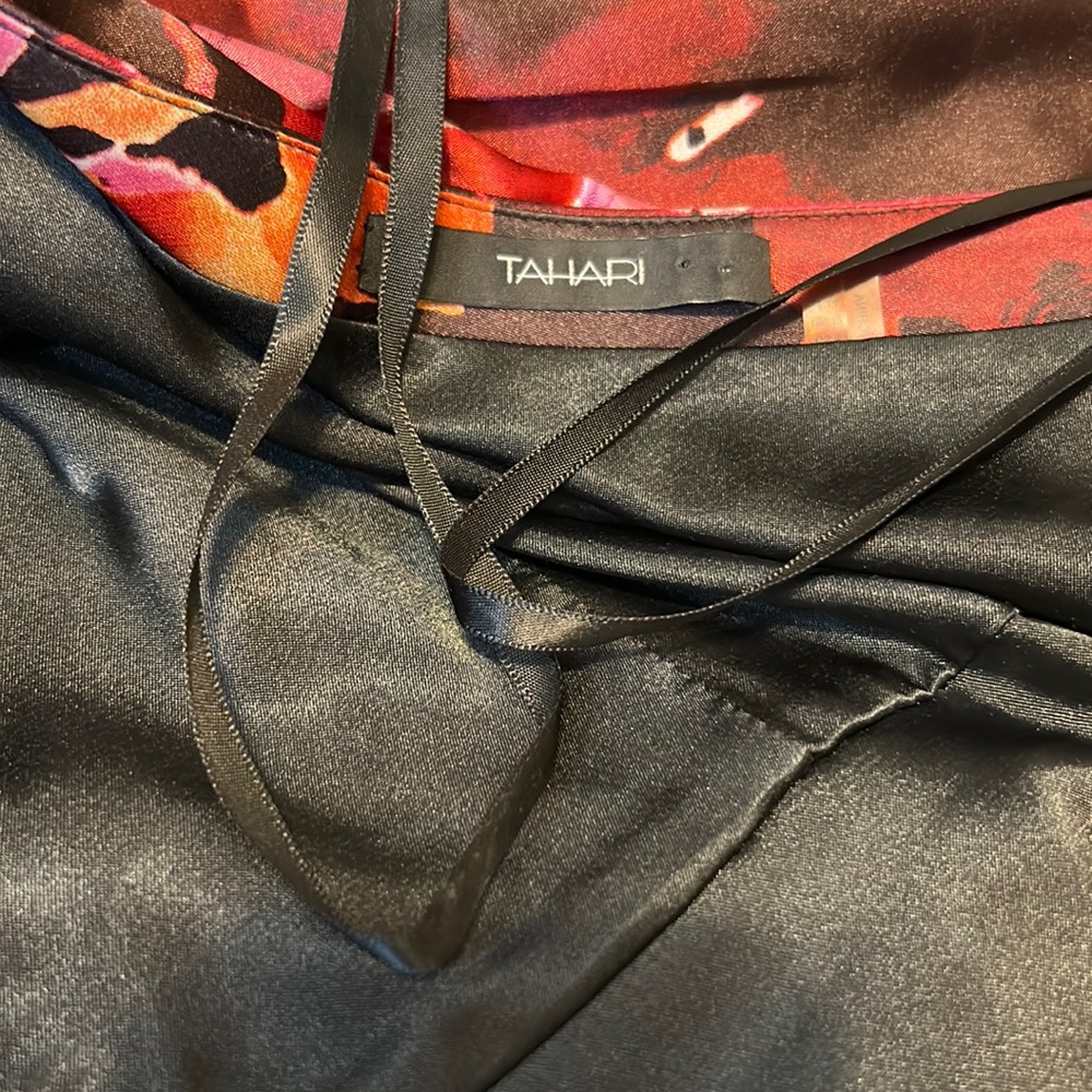 Tahari One Shoulder Black Purple Pink Lilac Danika One Shoulder Floral Dress - Picture 13 of 15